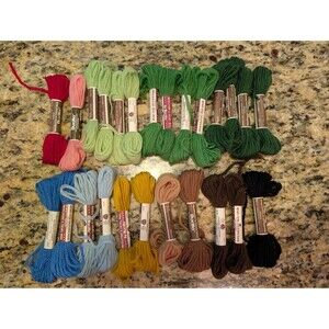 Set of 25 Bucilla Needlepoint & Crewel 100% Wool Persian Yarn 3ply Skeins